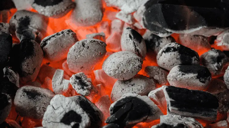 close up of extremely hot charcoal