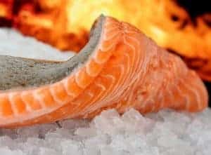 frozen salmon and fire