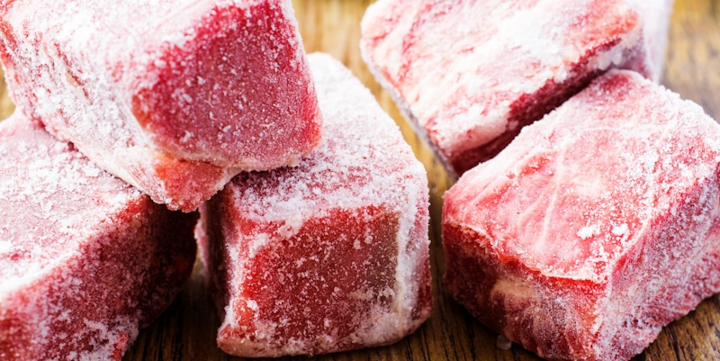 frozen steak cut in cubes