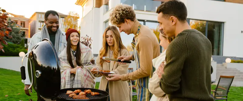 group of friends grill