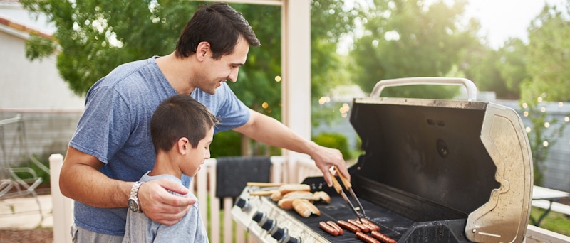 dad and son grill